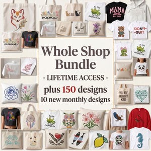 Whole Shop Machine Embroidery Designs Bundle | Lifetime Access | Mega Embroidery Pack | 10+ New Monthly Designs | PES, DST --