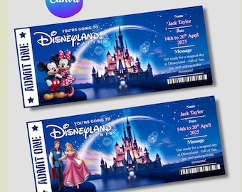 billet imprimable disneyland paris | modèle de toile de billet Disneyland Paris | Disneyland Paris ticket princess (téléchargement numérique)