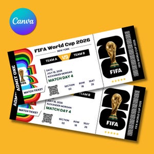 Personalisierte WM-Eintrittskarte 2026 | Spieltagsticket | Fußballgeschenk | Personalisierbarer Geburtstagsgutschein für Ihn | Digitaler Download