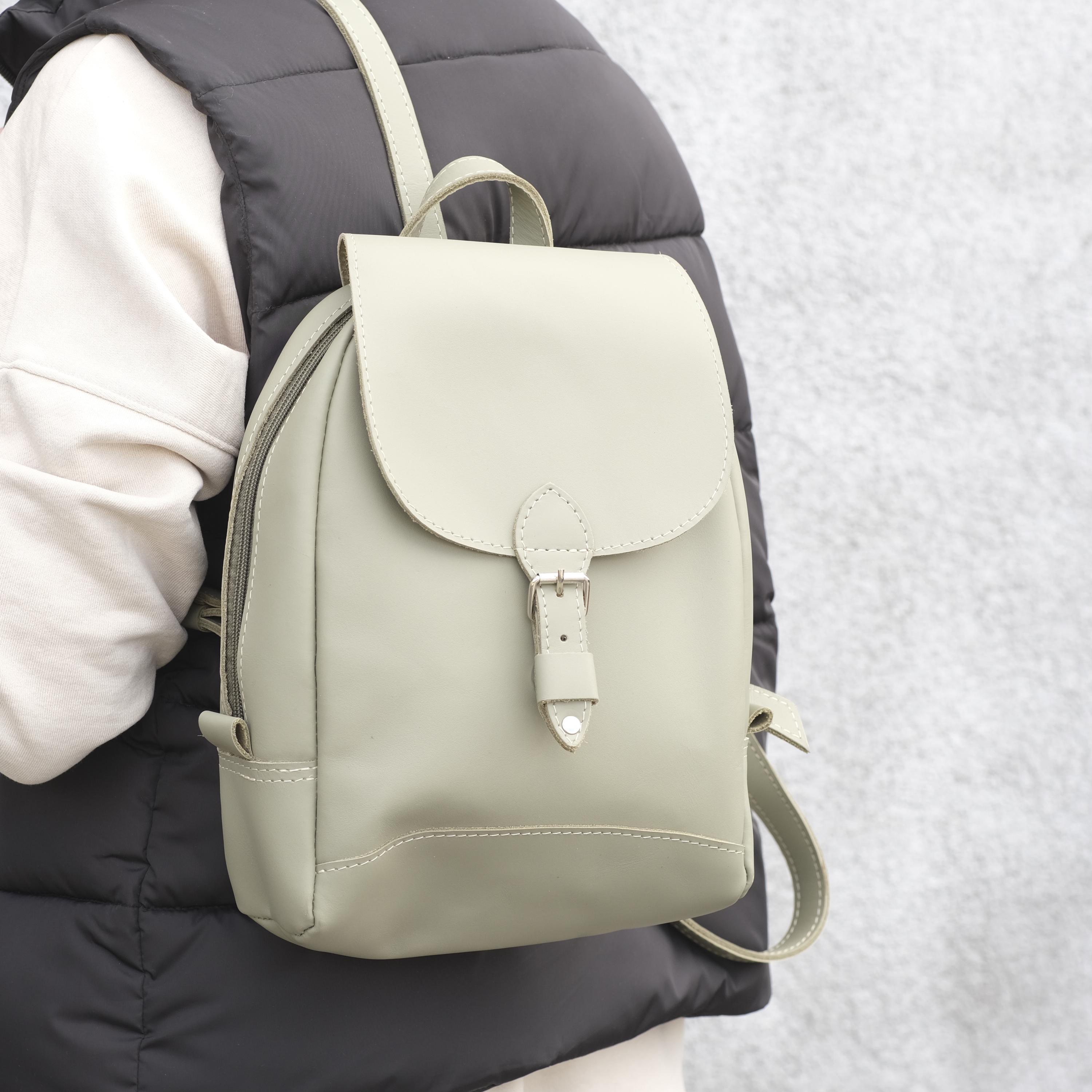 Personalized Classic Leather Rucksack for Women, Small Everyday Daypack ...