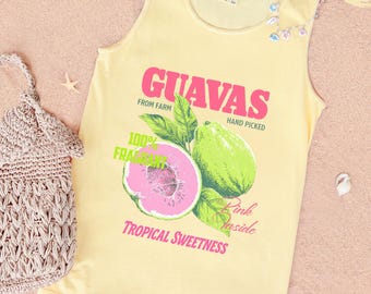 Comfort Colors Tank Top, Guavas Vintage Shirt, Retro Fruit Graphic Tee, Sleeveless Summer Top, Tropical Graphic Tank