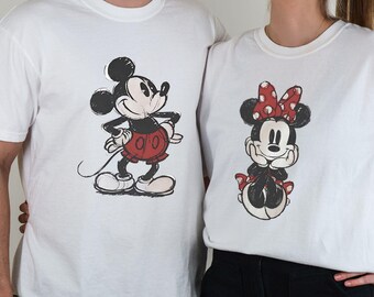 Comfort Colors Retro Disney Couples Shirt, Vintage Mickey and Minnie Matching Shirts, Cute Disney Mouse Couple Tee