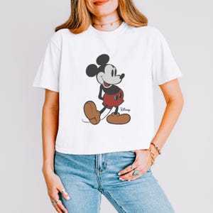 Pu&ograve; includere: T-shirt bianco con grafica del personaggio dei cartoni animati di Topolino. Il design mostra Topolino nella sua posa classica, con pantaloncini rossi e scarpe marroni. Il logo Disney &egrave; visibile. Una maglietta casual e comoda.
