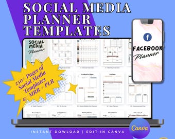 Social Media Planer Vorlagen | 250+ Content Ideen, MRR + PLR (Digitales Produkt)