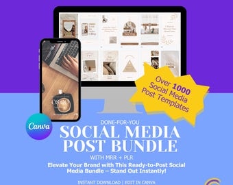 Done-For-You Social Media Bundle | 1000+ Canva Templates with MRR & PLR