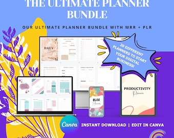 Ultimate Planner Bundle | 20 Canva Planners with MRR & PLR