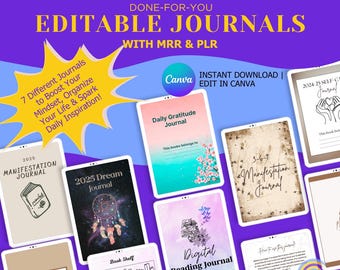 Editable Journal Bundle | Canva Journals with MRR & PLR
