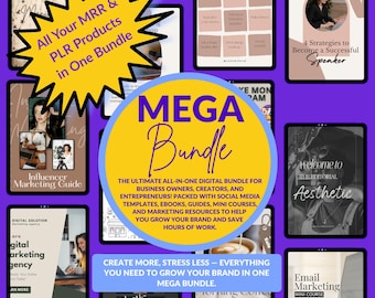 Mega Digital Marketing Bundle | Canva Templates, Mini Courses & PLR Bundle