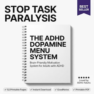 ADHD Dopamine Menu Printable | Adult ADHD Workbook | Task Paralysis Guide | Executive Dysfunction | GoodNotes Planner | Printable PDF