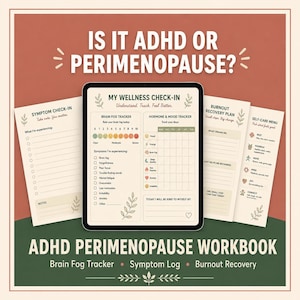 ADHD Perimenopause Workbook for Women, Brain Fog & Executive Dysfunction Planner, Symptom Tracker PDF Printable
