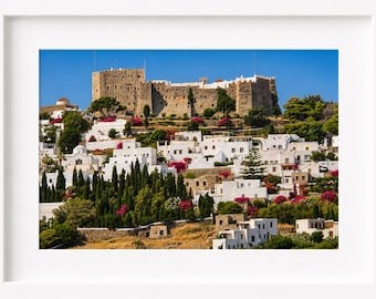 Descarga digital / Monasterio de Patmos Chora / Arte mural de una isla griega