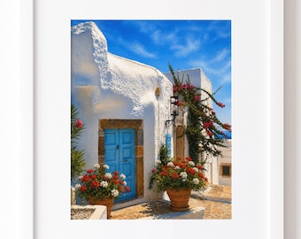 Descarga digital / Puerta Azul de Patmos / Arte mural de una isla griega