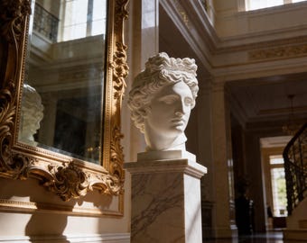 Apollo Statue – Klassische Griechische Büste Skulptur I Handgefertigte Gips Kunst I Elegantes Wohndekor I Personalisiertes Geschenk I Höhe 40 CM
