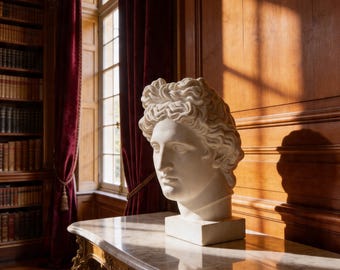 Apollo Statue – Klassische Griechische Büste Skulptur I Handgefertigte Gips Kunst I Elegantes Wohndekor I Personalisiertes Geschenk I Höhe 40 CM