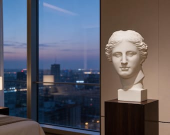 Venus Skulptur aus Gipskopf - Luxuriöses Wohndekor, personalisiertes Geschenk, griechische Göttin Büste, elegante ästhetische Innenstatue, handgefertigte Kunst
