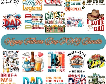 Father's Day Png Bundle Funny Dad Quotes Best Dad Ever Club Daddy Saurus Rad Dad Gift For Dad First Fathers Day Sublimation Designs