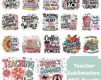 Teacher PNG Bundle, Boho Teacher PNG, teacher appreciation, back to school, rainbow teacher life sublimation, Teacher Shirt Designs,