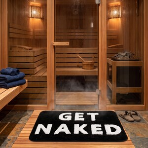 Get Naked Bathroom Rug Funny Bath Mat Black White Runner Rug Modern Bathroom Decor Non Slip Bathmat Apartment Decor