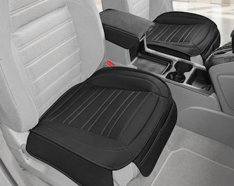 luxury Car Seat Covers 2-Pack Faux Leather Black, Padded Seat Protector with Storage Pockets, auto Interior accessories for Cars Trucks SUV