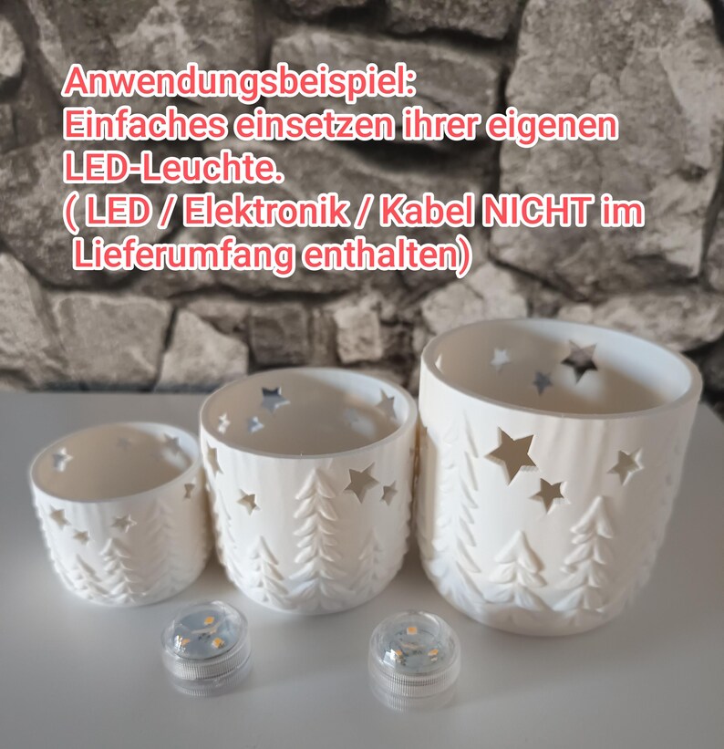 Winterwald LED Teelicht Hülle Set 3 teilig 画像 4
