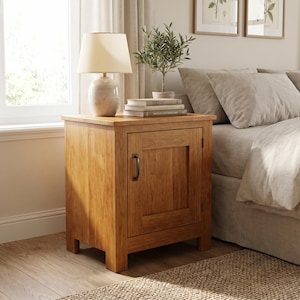 DIY Farmhouse Nightstand Woodworking Plans |Cabinet End Table Blueprint with Door |Large Bedroom Side Table PDF Build Guide instant download