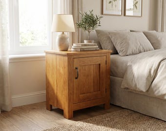 DIY Farmhouse Nightstand Woodworking Plans |Cabinet End Table Blueprint with Door |Large Bedroom Side Table PDF Build Guide instant download