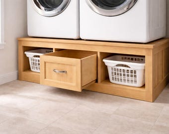 Laundry Pedestal Organizer Plans | Heavy Duty Washer Dryer Stand | DIY Woodworking Plan PDF | 60" Universal Riser | Laundry Room Storage