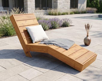 DIY Outdoor Chaise Lounge Plans | Modern Cedar Sun Lounger | Patio Furniture Woodworking Guide | Backyard Relaxing Chair | Digital PDF
