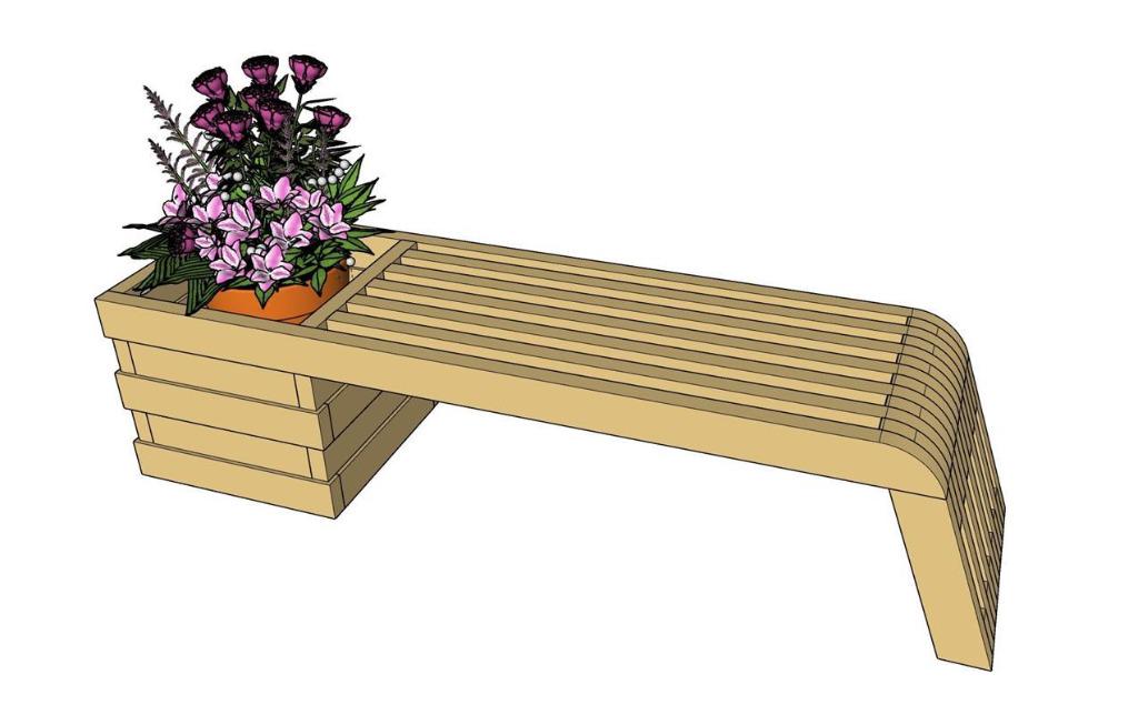 DIY Modern Garden Bench Plans With Built in Planter Box Woodworking ...