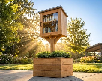 8 in 1 Planter Box Plans with Free Library Wood Raised Garden Bed Blueprint Multiple Size Flower Box Patio Micro Library PDF Digital File