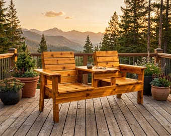 Modern DIY Double Chair Bench Plans | Jack and Jill Garden Seat | Ergonomic Outdoor Furniture | Integrated Center Table | Digital PDF Guide