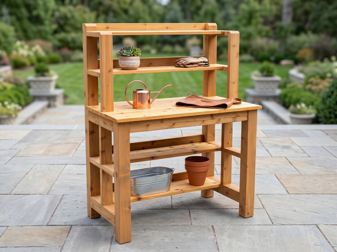 Outdoor Potting Bench Woodworking Plans DIY Garden Workstation Serving ...
