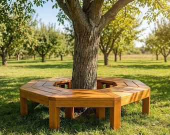 DIY Around the Tree Bench Plans • Octagon Garden Wrap Bench Blueprint • Hexagon Seat Guide • Outdoor Circular Bench Design • PDF Download