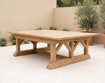DIY Double Wide Outdoor Table Plans | 12 Person Farmhouse Dining Table Plan | Large Patio 2 x 4 Table Blueprint | Backyard Banquet Table PDF