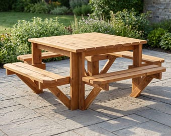 DIY 2x4 Square Picnic Table Woodworking Plan | 4-Person Outdoor Dining Set Blueprint | Easy Patio Furniture PDF Build Guide