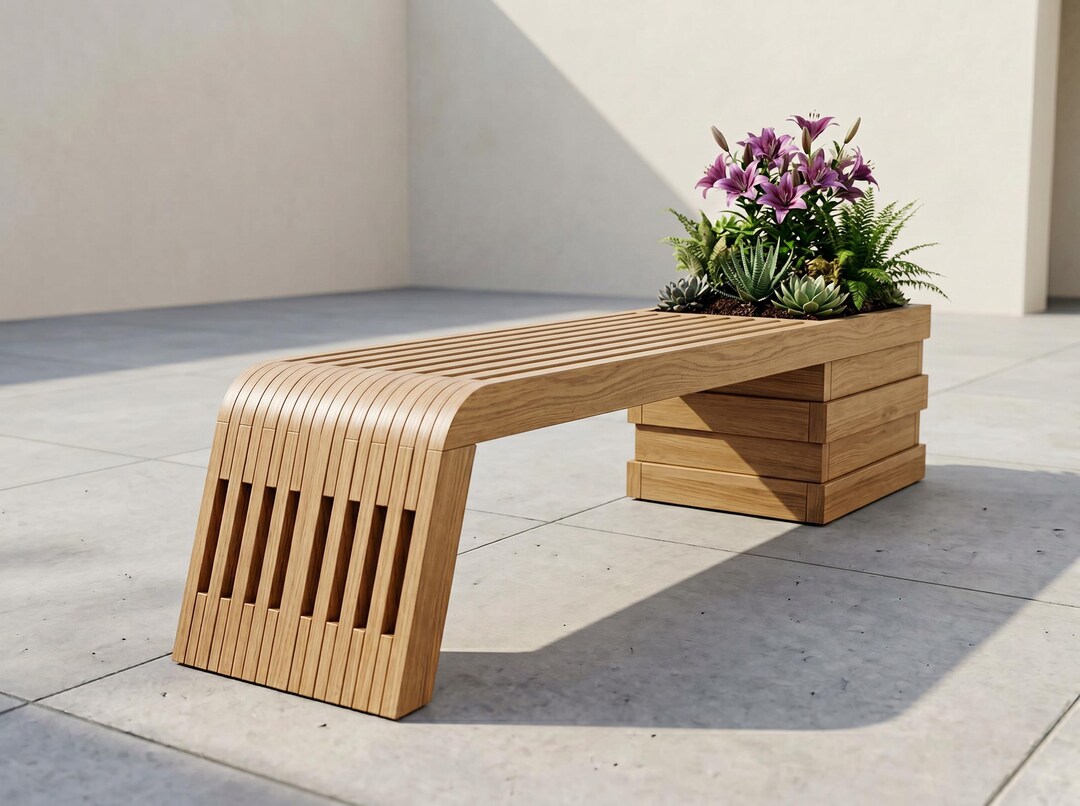 DIY Modern Garden Bench Plans With Built in Planter Box Woodworking ...
