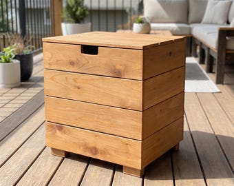 Outdoor Storage Box Table Plans | Hide Propane Tank DIY | Cedar Side Table Woodworking Plans | Patio Furniture Blueprint PDF Download