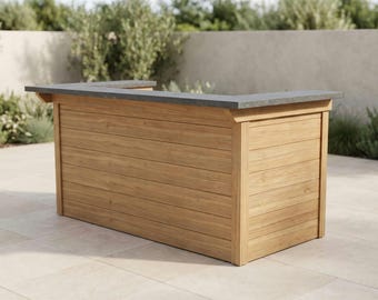 DIY Large Three Sided Outdoor Bar Plans | Backyard Patio Entertainment Island Blueprint | Garden Deck BBQ Serving Buffet PDF Build Guide