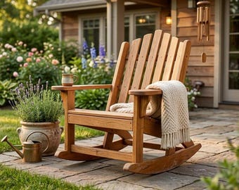 Modern Rocking Adirondack Chair Plans | DIY Outdoor Furniture | Ergonomic Comfort Design | Fire Pit Seating | Heavy Duty Digital PDF Guide