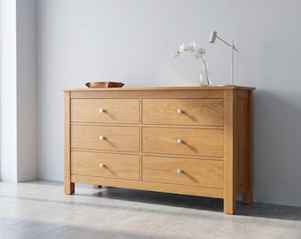 Modern 6-Drawer Oak Dresser Woodworking Plans | DIY Bedroom Chest Build Guide | Large Storage Dresser PDF Plans | TimberDrafts Digital Downl