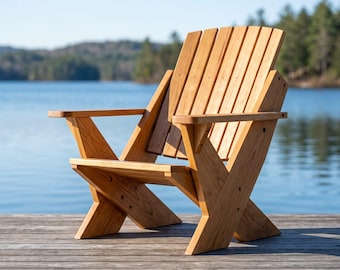 DIY Modern Adirondack Chair Plans • Outdoor Patio Lounge Chair Woodworking Plans • Popular Lawn Furniture PDF Build Guide