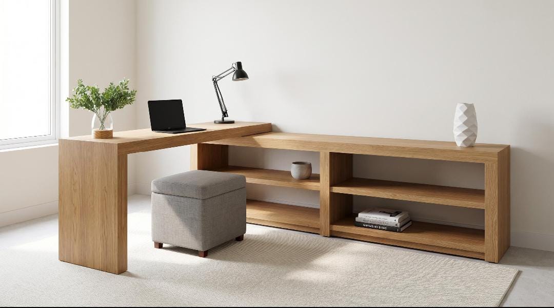 Rotating Workstatio Modern L-shape Rotating Desk DIY Plans | Space-saving Swivel Corner ...