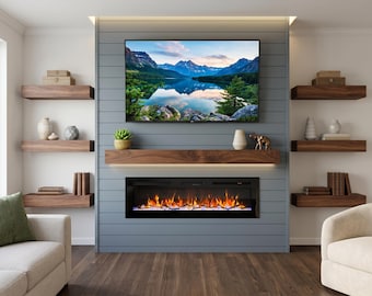 3-in-1 DIY Shiplap Fireplace Customizable Plans | Hidden Storage Mantel & Media Wall DIY | Electric Fireplace Surround | Media Wall Guide