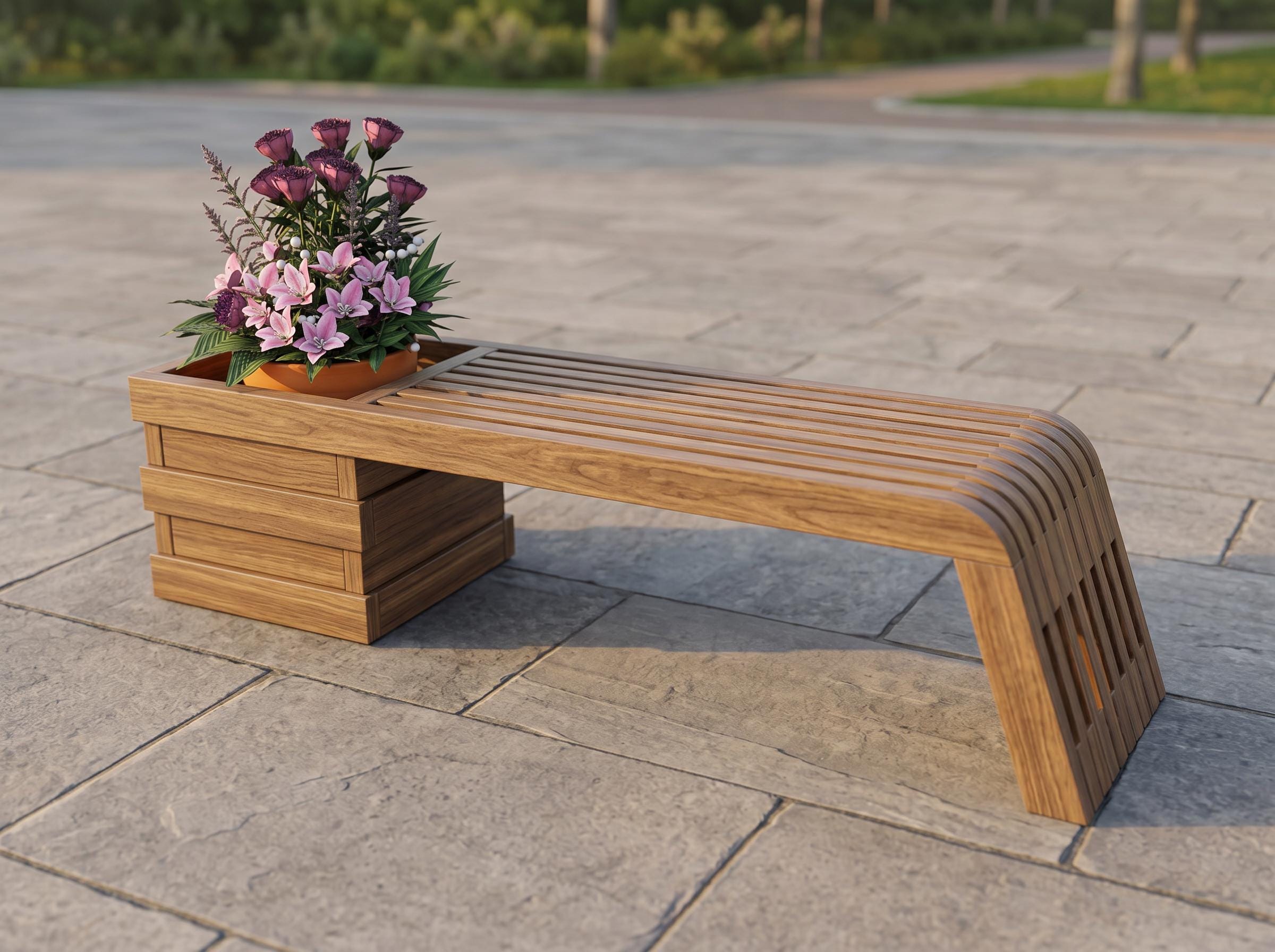 DIY Modern Garden Bench Plans With Built in Planter Box Woodworking ...