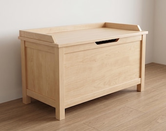 DIY Modern Storage Bench Woodworking Plans | Wooden Box Blueprint with Safety Lid | Entryway Mudroom Bench PDF Build Guide| Digital Download