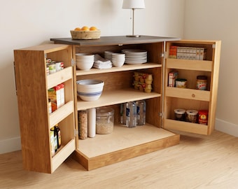 DIY Kitchen Pantry Cabinet Plans | Storage Sideboard Cabinet Woodworking Plan | Buffet Table Blueprint | Double Door Kitchen Island PDF
