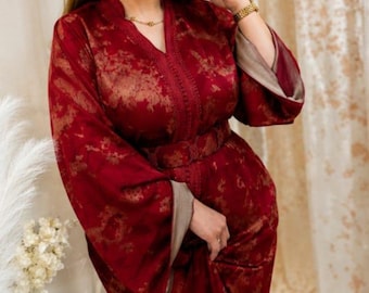 Caftán marroquí hecho a mano, vestido caftán personalizado para mujer, takchita tradicional, vestido largo árabe de lujo, atuendo para bodas y Eid.