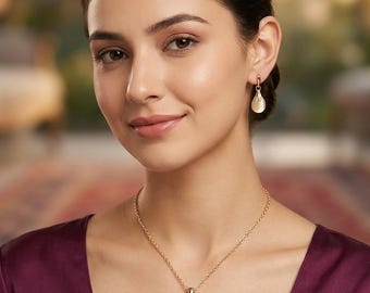 Set di gioielli con perle pendenti placcati in oro, collana e orecchini a goccia, gioielli da sposa minimalisti
