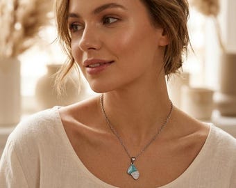 Collana con ciondolo a goccia, catena minimalista in argento, collana con doppio ciondolo blu e cristallo, elegante gioiello da indossare tutti i giorni, regalo perfetto per le donne.