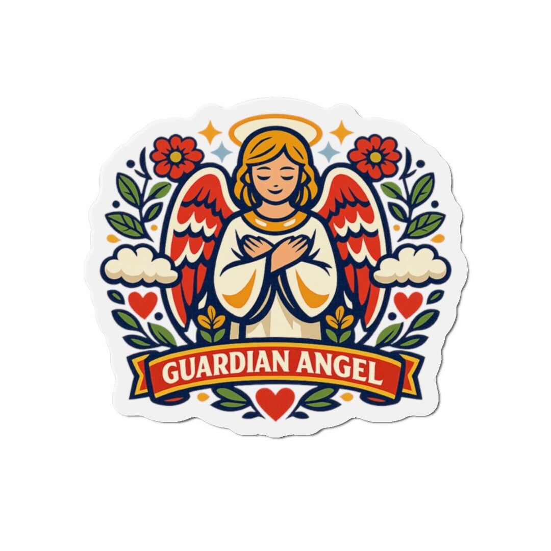 Guardian Angel Magnet | Catholic Folk Art Die-cut Fridge Magnet | Angel ...